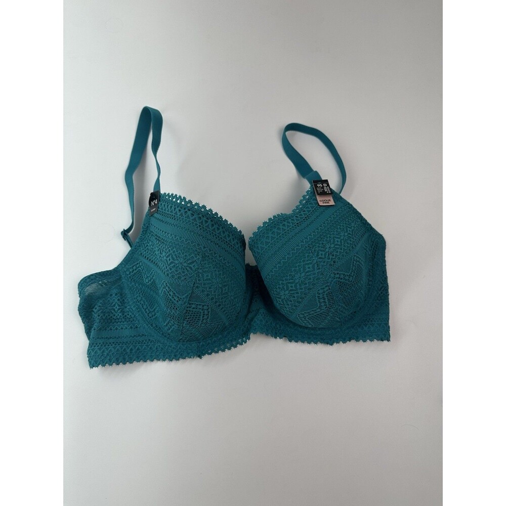 Etam 36D No.4 Idole Lightly Lined Demi Lace Bra NWOT Green